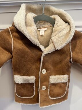 Cat & Jack Brown Faux-Shearling Hooded Pea Coat